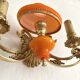 Double wall light in brass and orange opaline, 1960s.