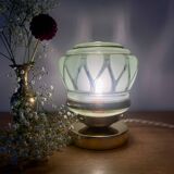 Lampe à poser globe vintage art déco en verre mint et doré