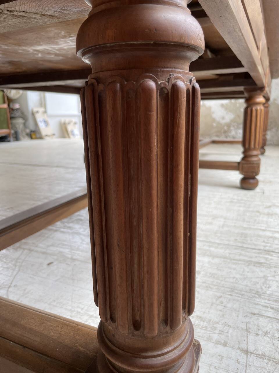 Solid walnut farmhouse castle table 1900 XXL