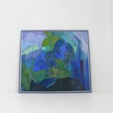 ‘Conversation in the rain’ Abstract Oil on Canvas Large Painting 1990s