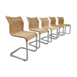 5 vintage rattan dining chairs