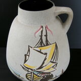 Vintage vase 1960 ceramic boats