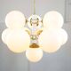 Vintage Italian Brass and Opaline 10 Arm Sputnik Chandelier, 1970s