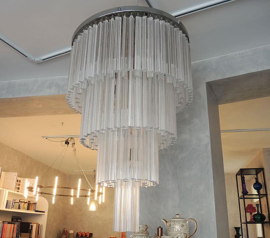 Lamp art deco style metal & crystal
