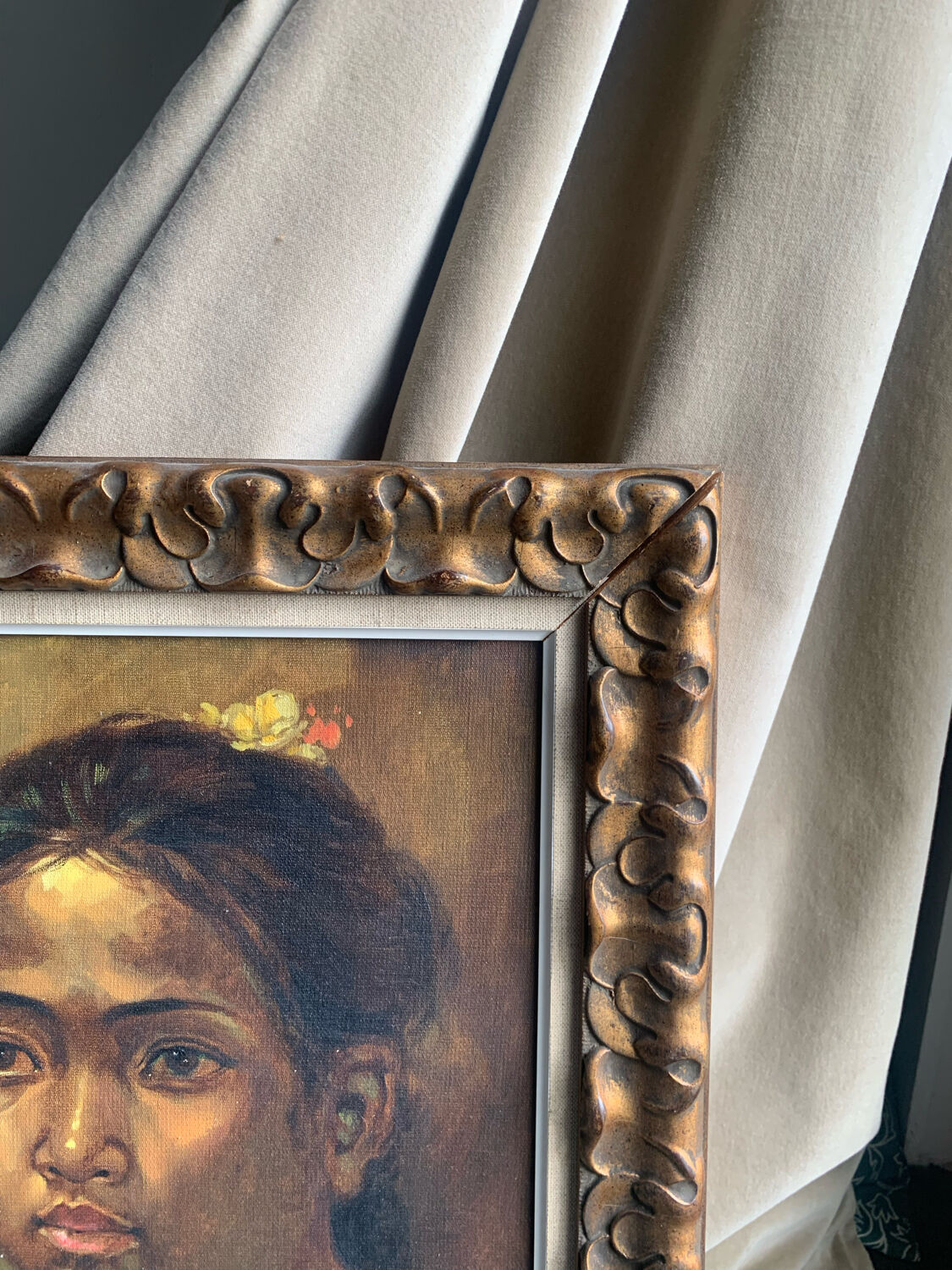 Oil on canvas portrait Balinese girl , Vietnam