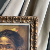 Oil on canvas portrait Balinese girl , Vietnam