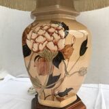 Former ceramic potiche lamp base wood - abat-day vintage beige fabric