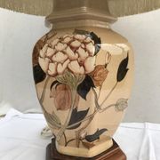 Former ceramic potiche lamp base wood - abat-day vintage beige fabric