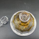 Bohemian crystal bottle, cut and engraved – Frosted floral decoration