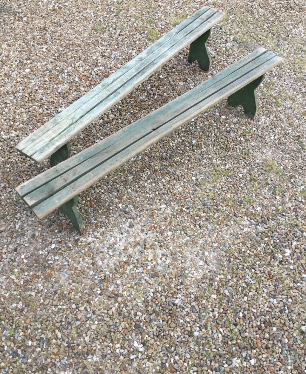 A pair of vintage childrens bench