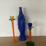 1990s post modern multicoloured glass candle holders