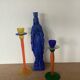Bougeoirs verre années 1990 post moderne multicolore