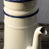 White and blue enamelled coffee maker