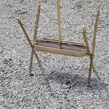 Vintage magazine rack from the 60s in neo-classical style in gold metal and mahogany