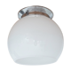 Old bistro ceiling lamp - semi-spherical globe in white opaline - 1950