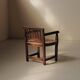 Handcrafted oak and straw armchair, France, circa 1950.