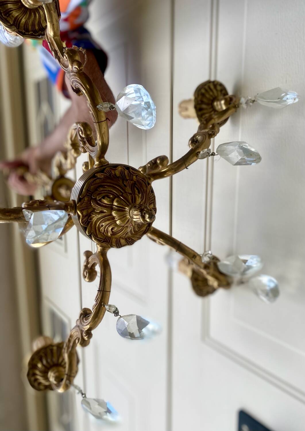 Louis XV style 5-branch brass and tassel chandelier