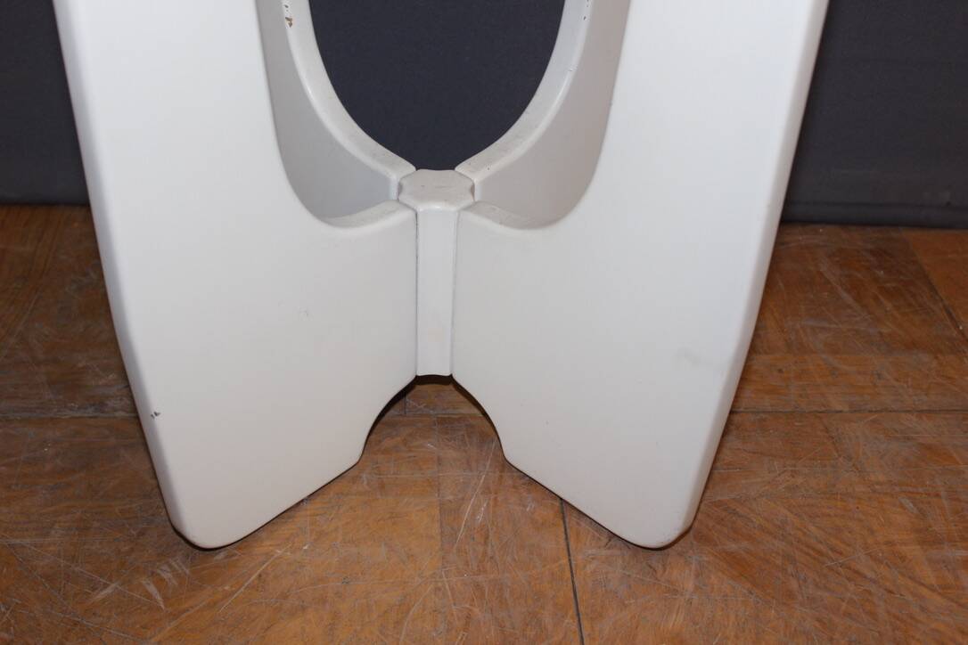 Pedestal Table In White Lacquered Wood And Marble Circa 1970
