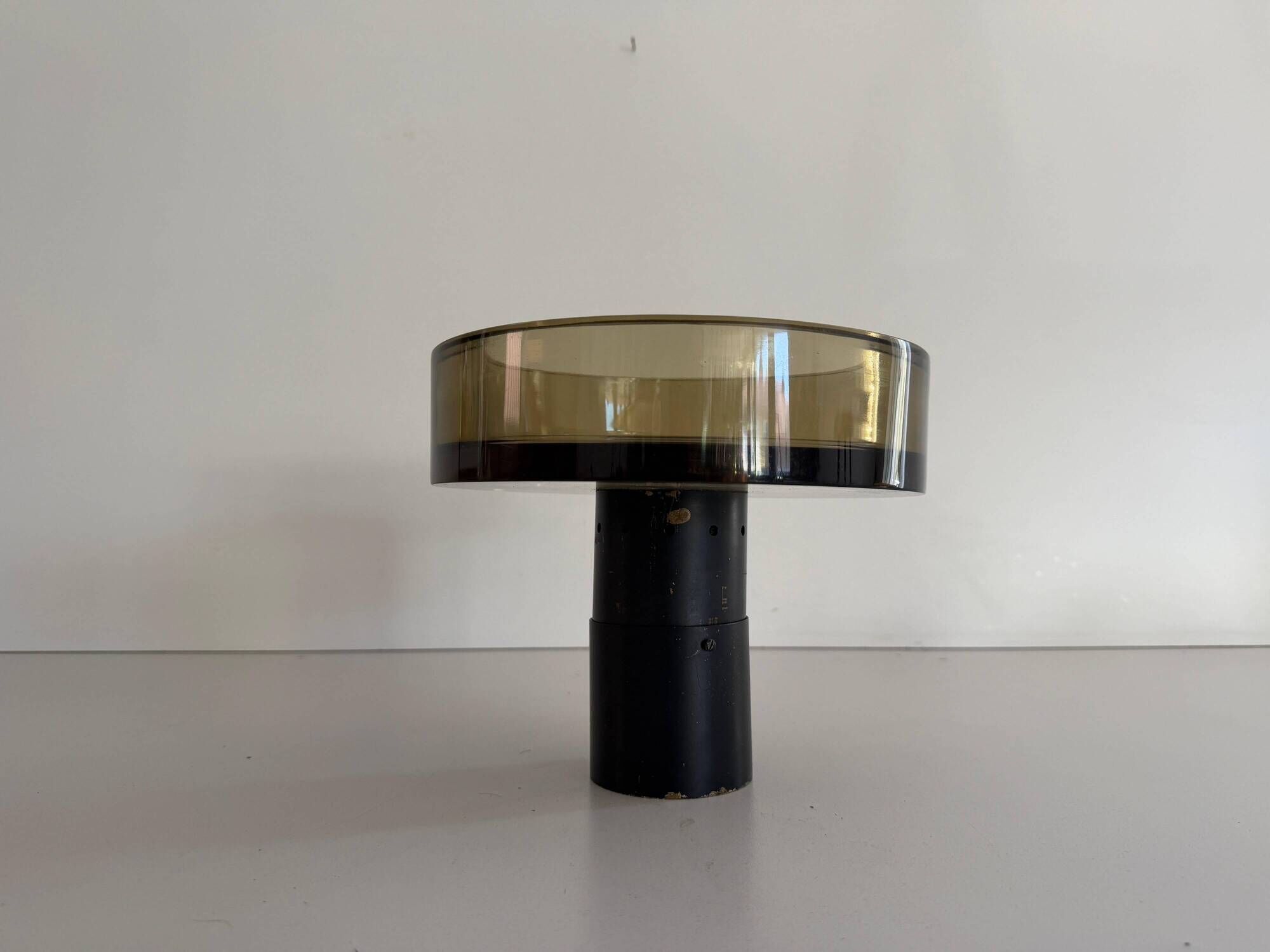Flush mount in glass and yellow-brown metal by Seguso, 1950s, Italy.