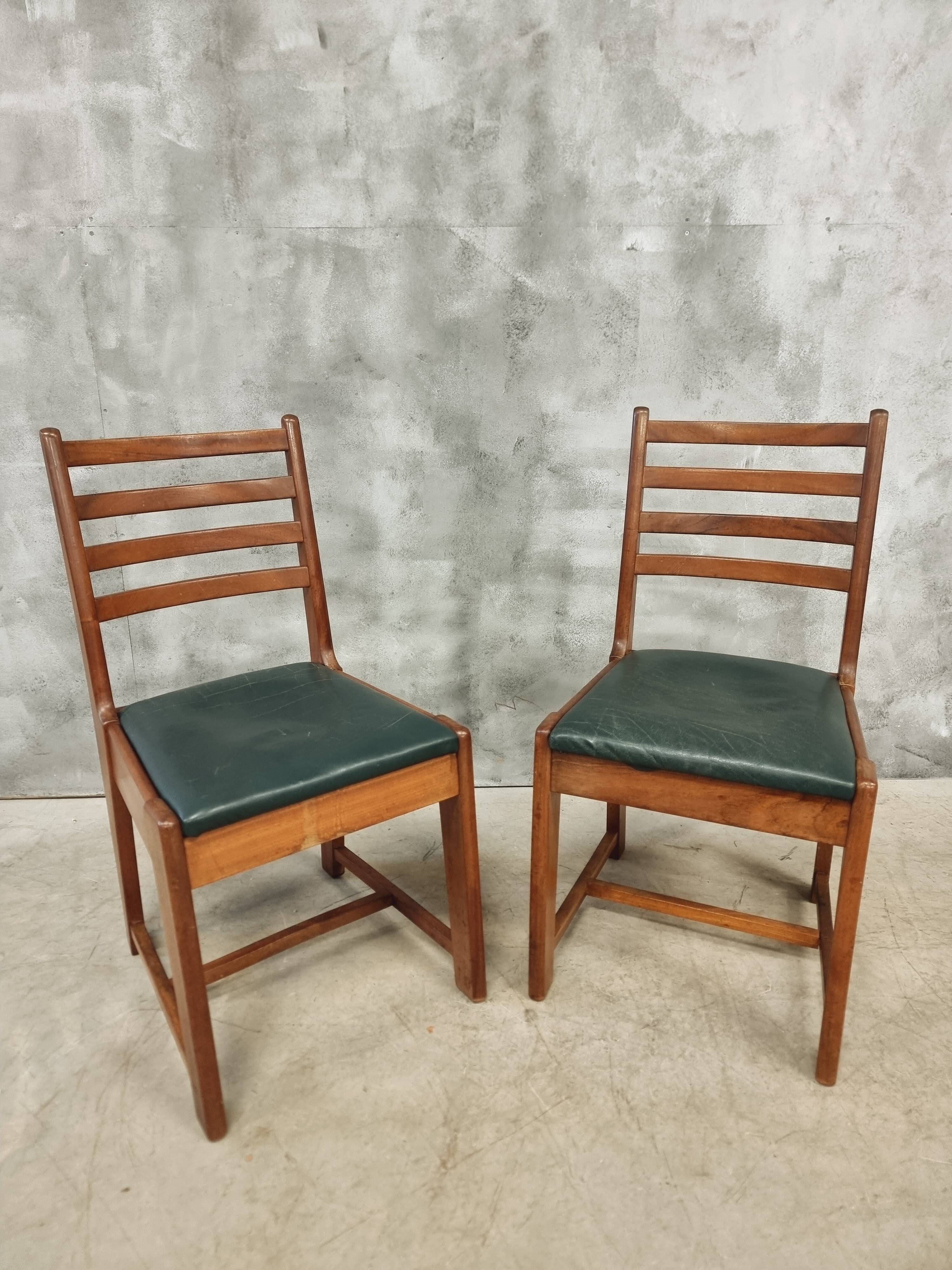 Two Bas van Pelt designer dining chairs in walnut, 1930s