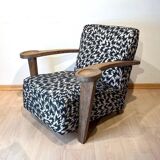 Art Deco Limed Oak Club Chair from De Coene, Belgium, 1930s