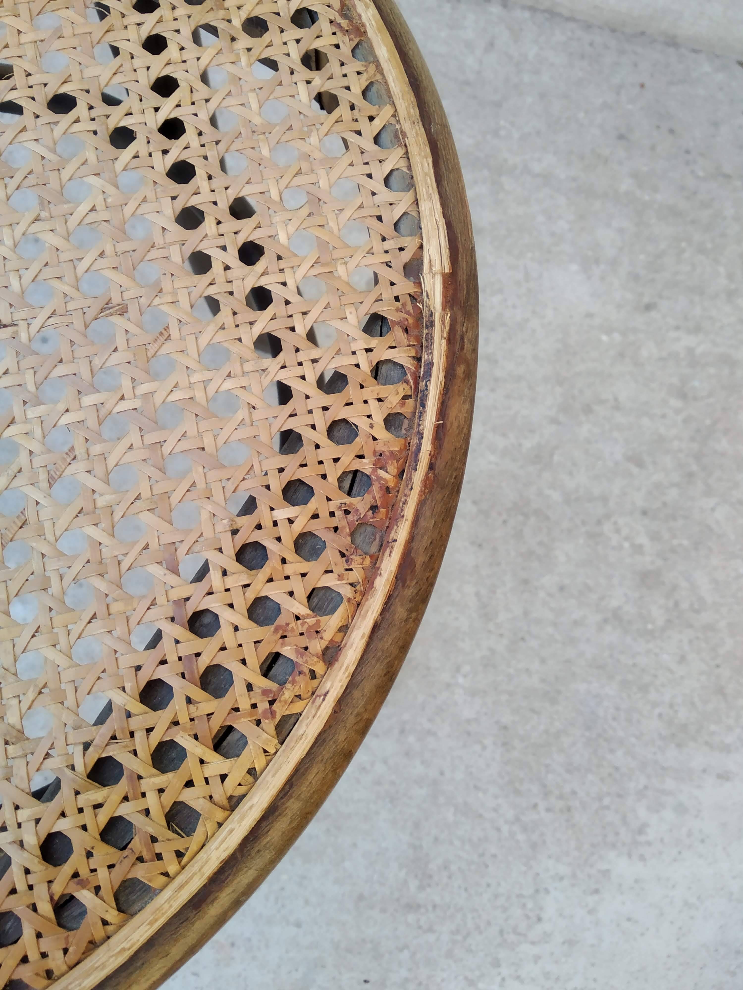 Curved wood cane bistro stool