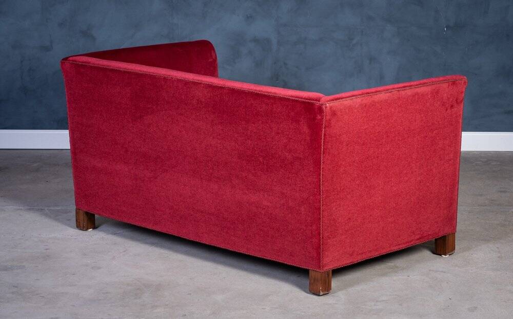 Vintage Red Velvet Sofa, 1950s
