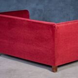 Vintage Red Velvet Sofa, 1950s