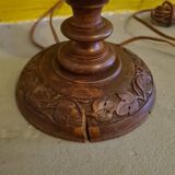 Teak table lamp with carvings from around the 1960s