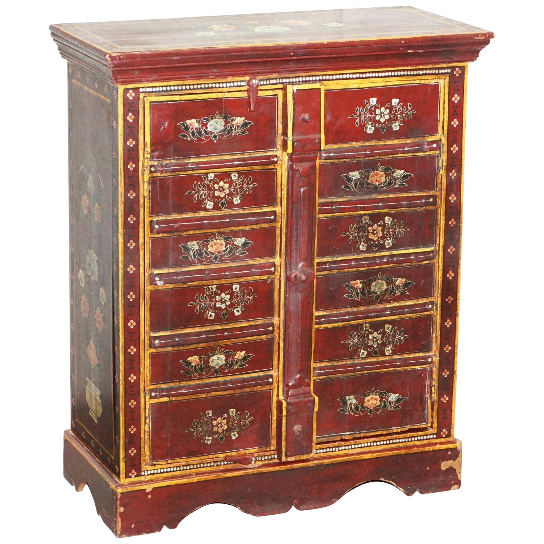 Buffet latéral peint à la main oriental circa 1900