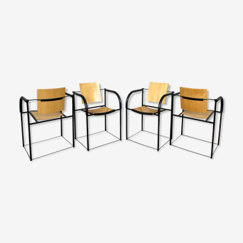 Série de 4 chaises minimaliste 1980 design italy