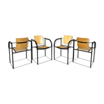 Series of 4 chairs minimalist 1980 design italy