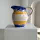 Large blue and yellow hand painted carafe H:20cm