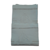 Taies d’oreiller anciennes lin monogramme DS
