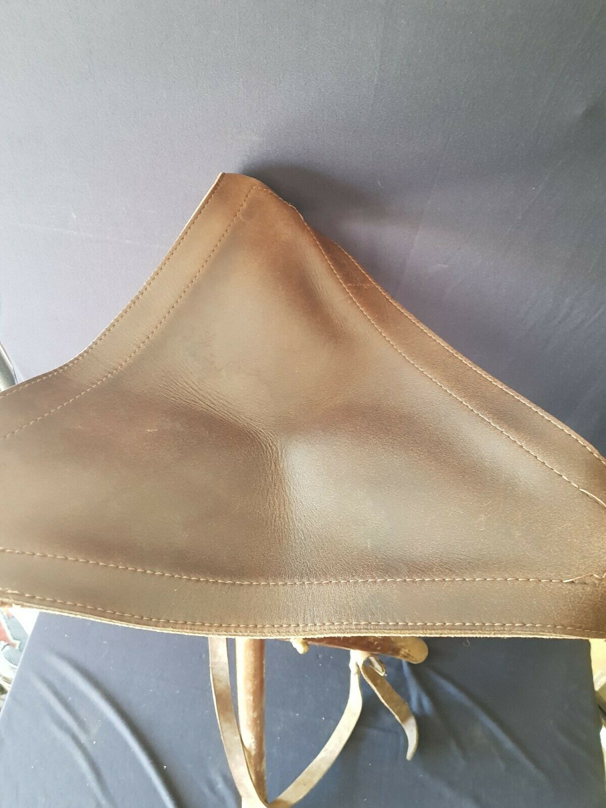 Wooden and leather folding stool