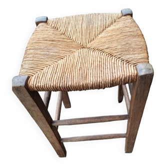 Tabouret bas paille structure bois