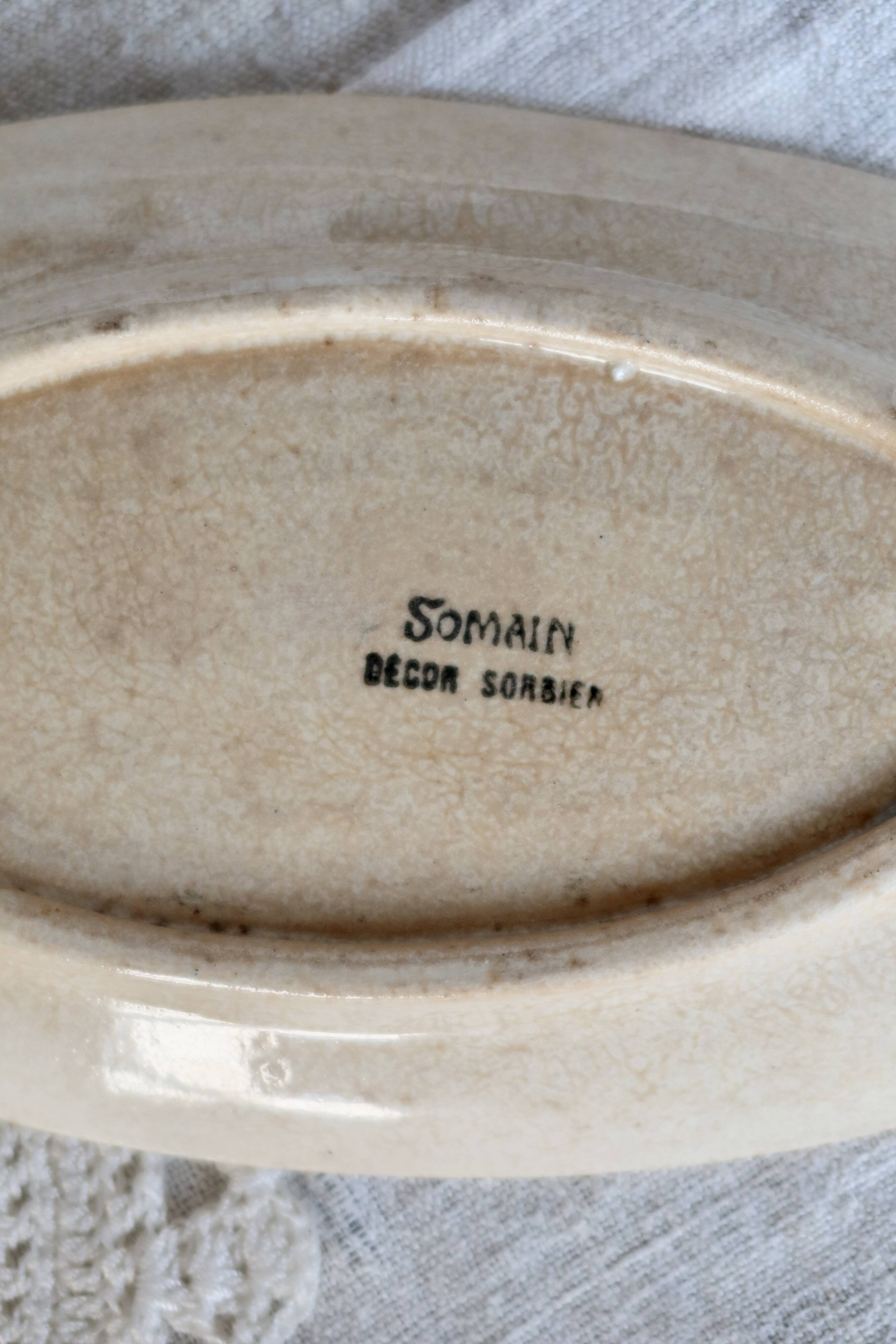 Antique oval ironstone dish – Somain – Sorbier model