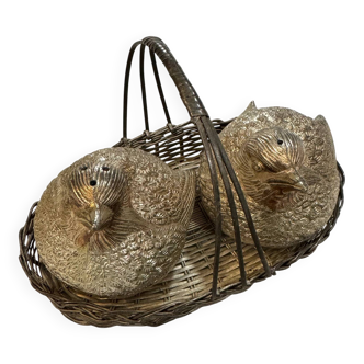 Vintage silver-plated salt and pepper shakers.