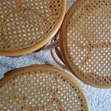 Suite of 3 bar caned vintage stools