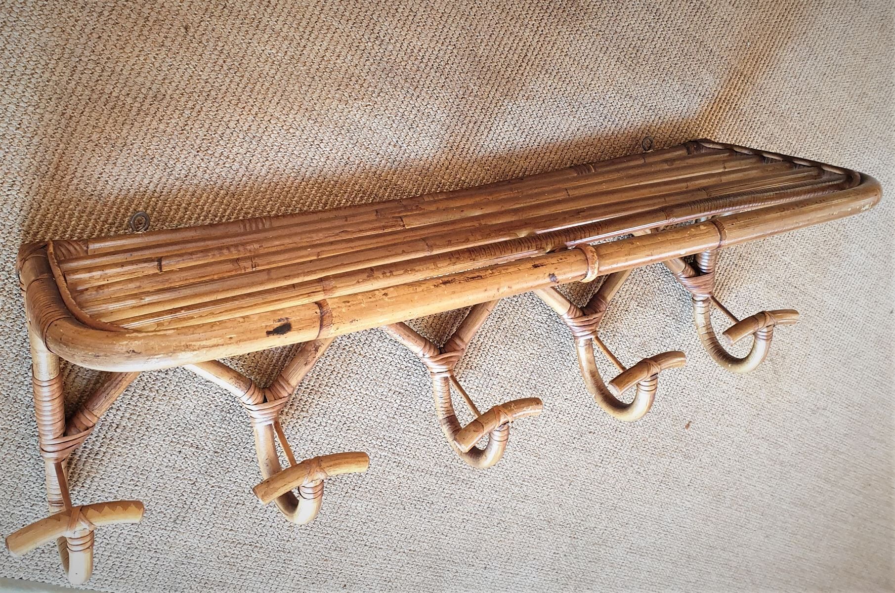 Vintage rattan coats holder