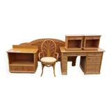 Rattan room, desk, suitcase door, headboard, 2 bedside tables, a chair