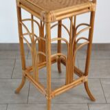 Vintage woven bamboo and wicker stool