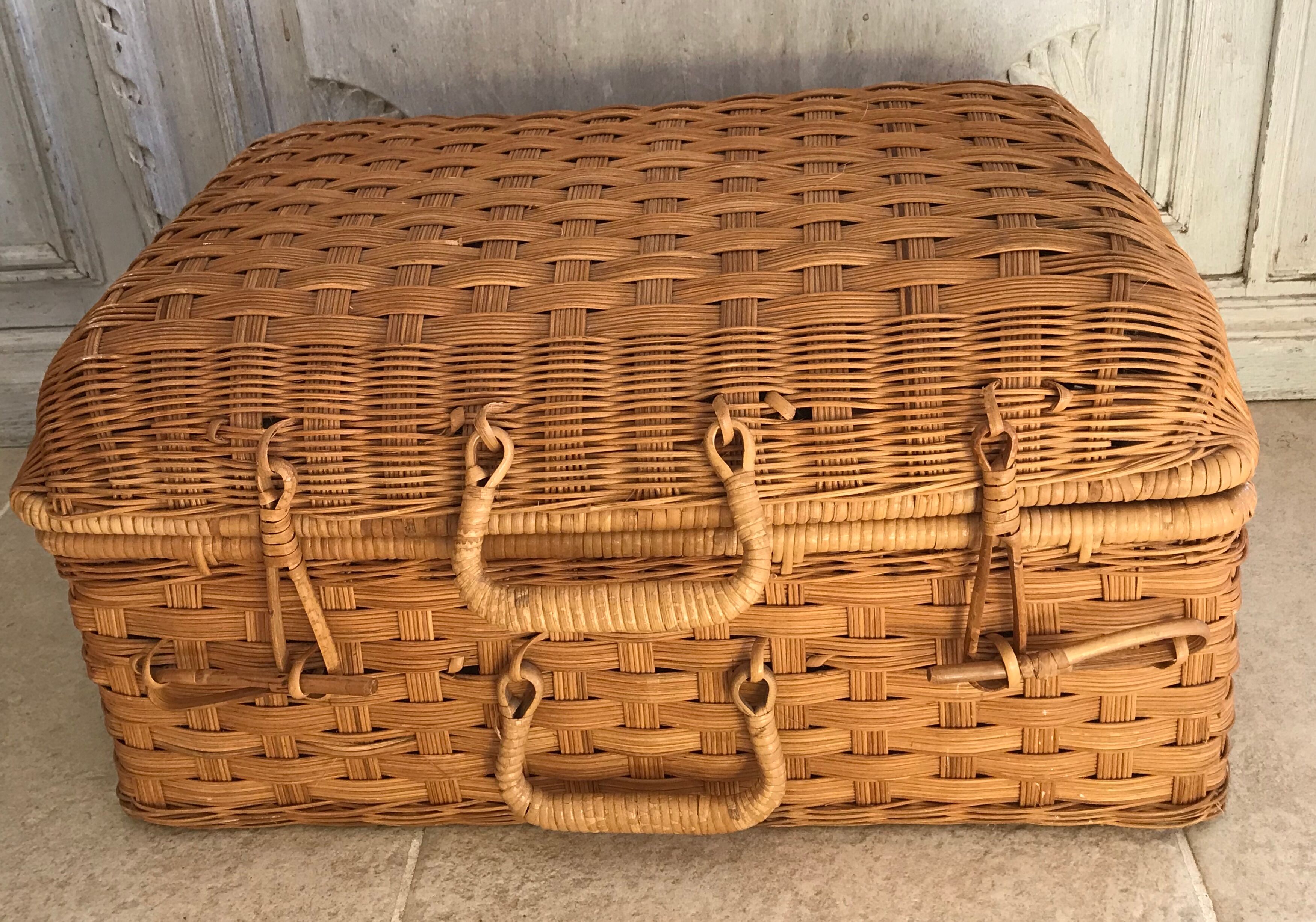 Vintage wicker suitcase