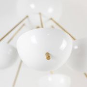 Stilnovo. Chandelier in gilded brass and white lacquered metal. Contemporary.
