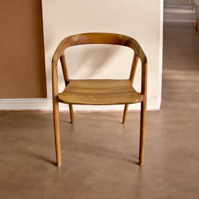 Solid wood chair with armrest