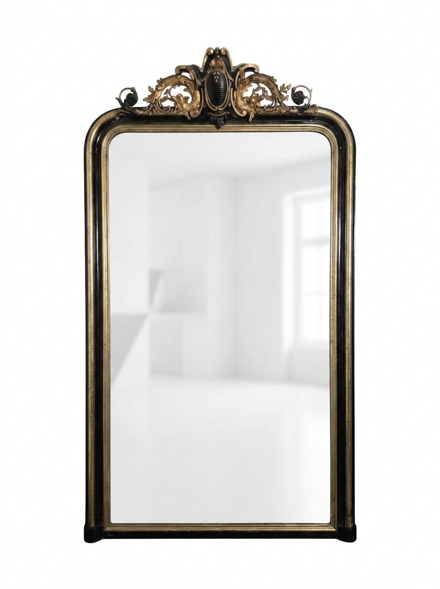 Napoleon III mirror from the 19th century with gold leaf, 190cm H