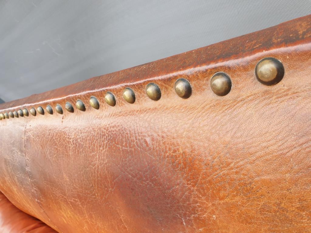 Vintage studded leather club sofa 50/60