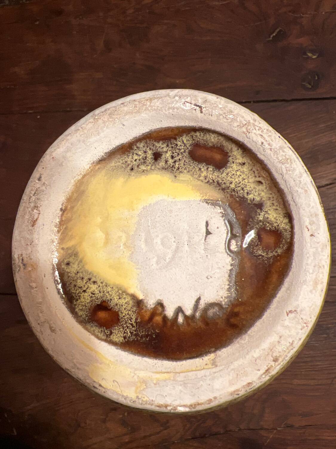 Vase vintage marron Brigitte France des années 1960