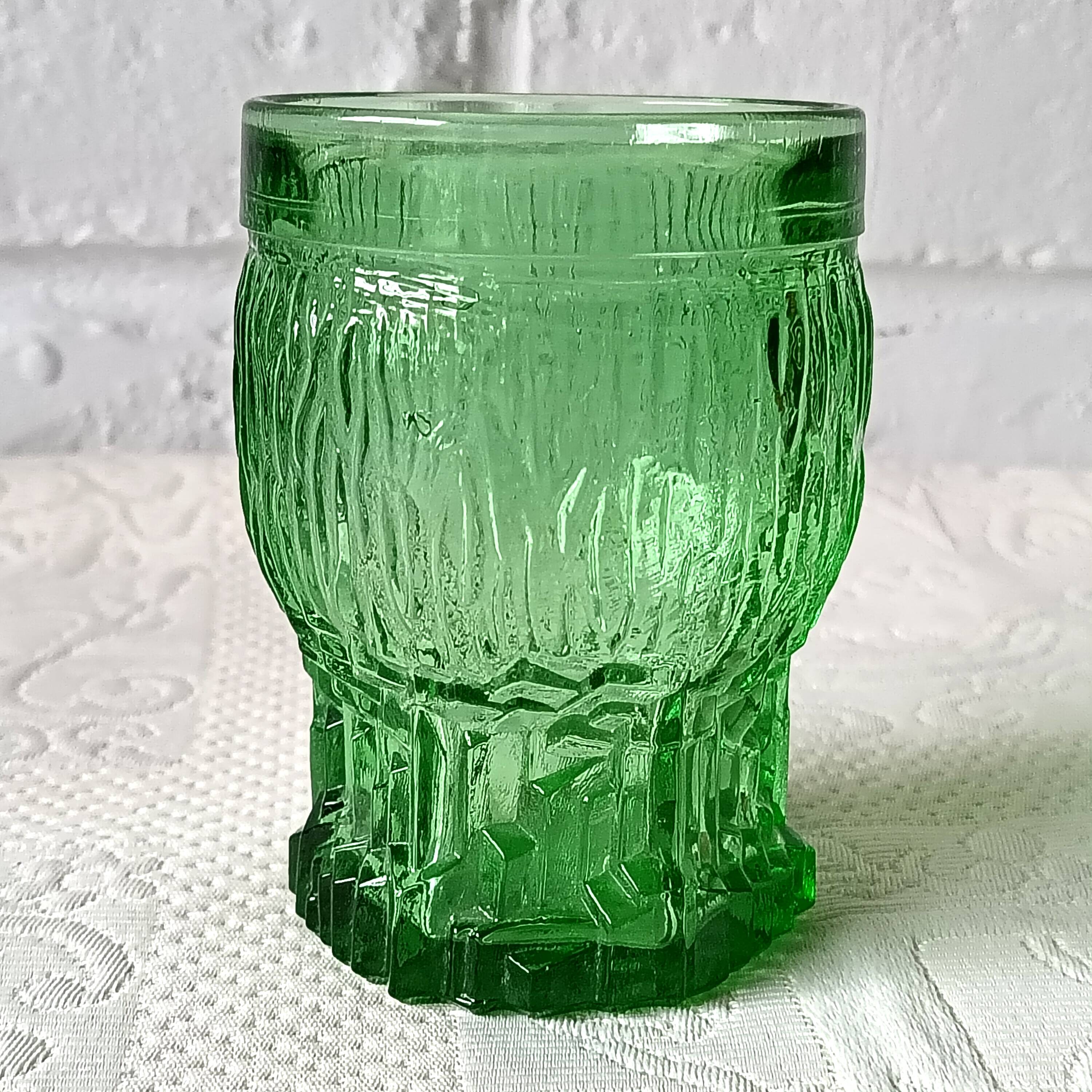 Vintage Bormioli green lemonade service from the 1970s, jug and glasses from Italy.