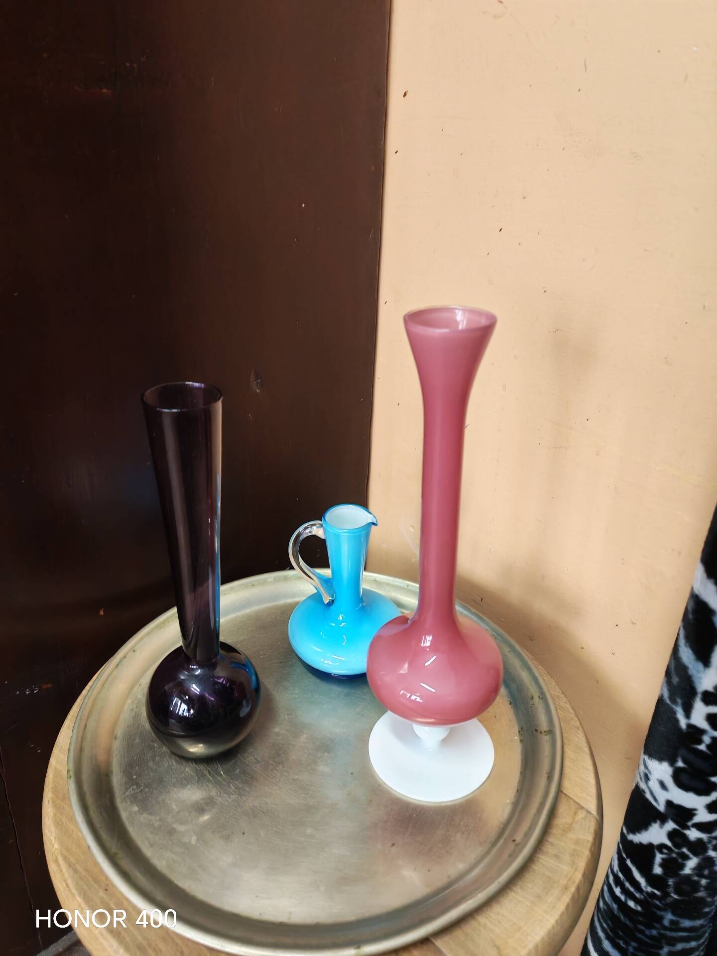 Lot de 3  vases soliflores en verre style mid century modern